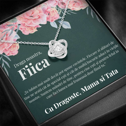 Cadou Fiica – Colier cu Zirconiu și Mesaj de Dragoste
