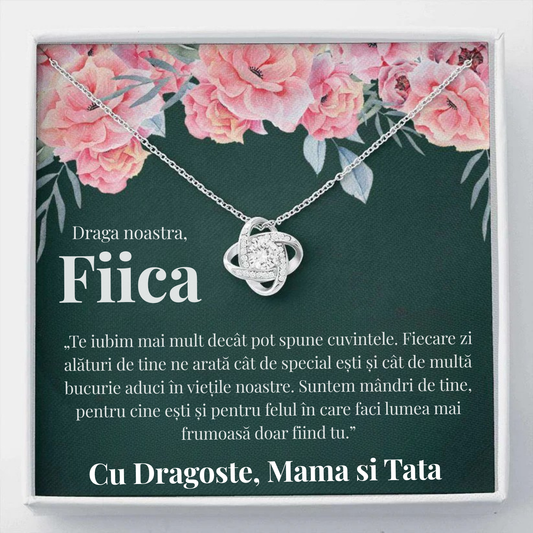 Cadou Fiica – Colier cu Zirconiu și Mesaj de Dragoste