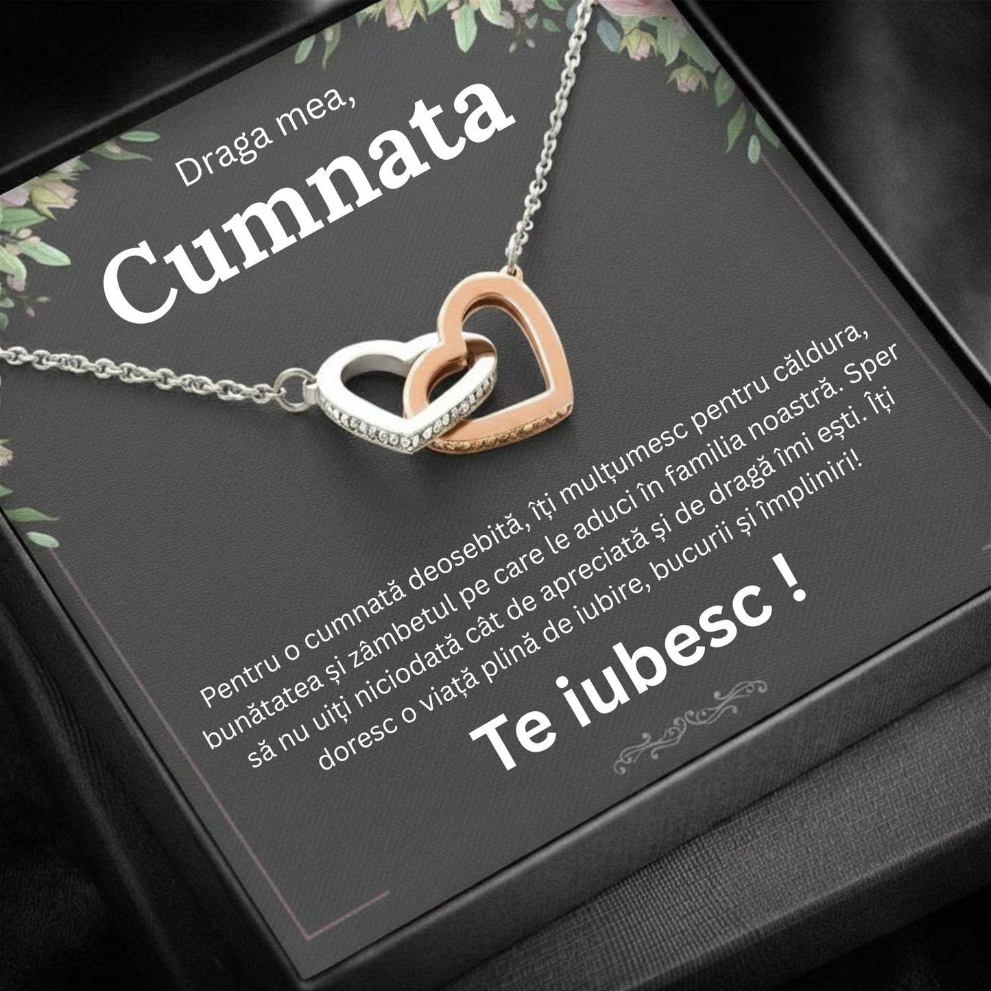 Cadou Cumnata - Colier cu Zirconiu și Mesaj de Dragoste