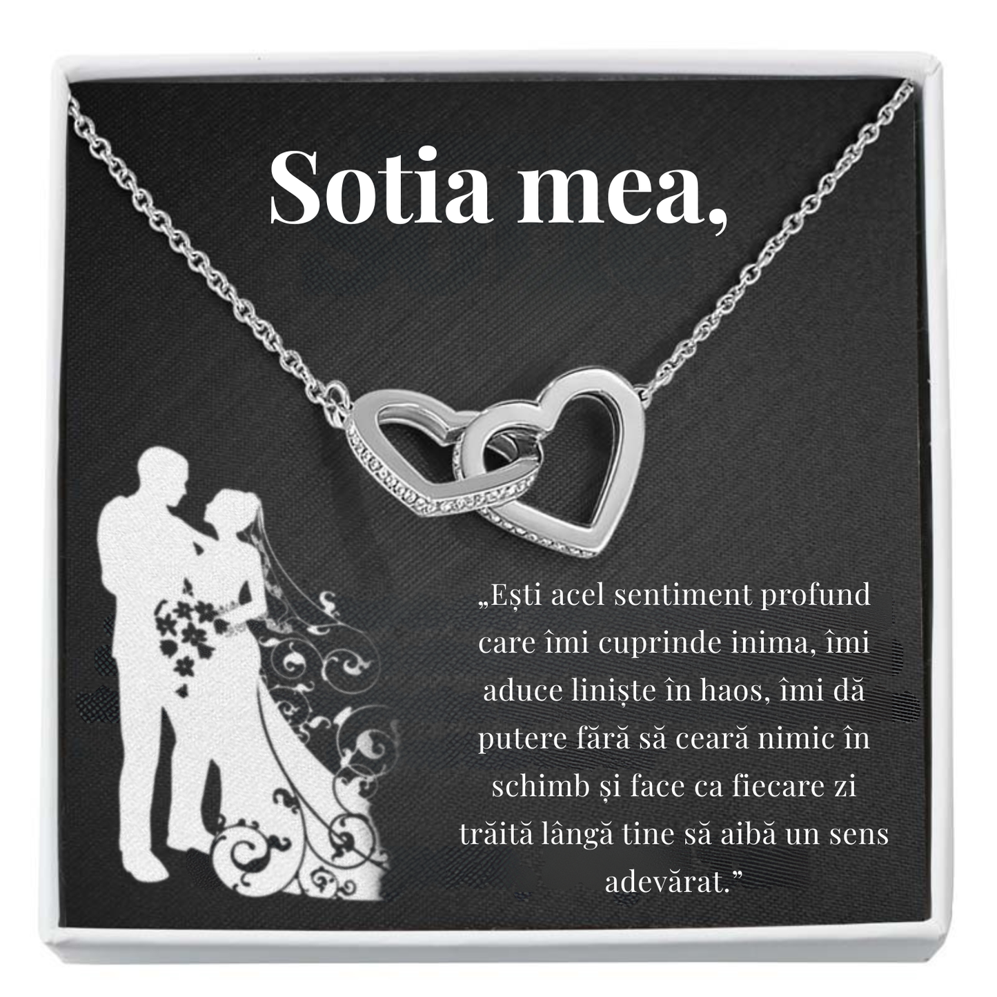 Cadou Sotie – Colier cu Zirconiu și Mesaj de Dragoste
