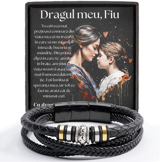 Cadou Fiu - bratara din piele cu mesaj de Dragoste