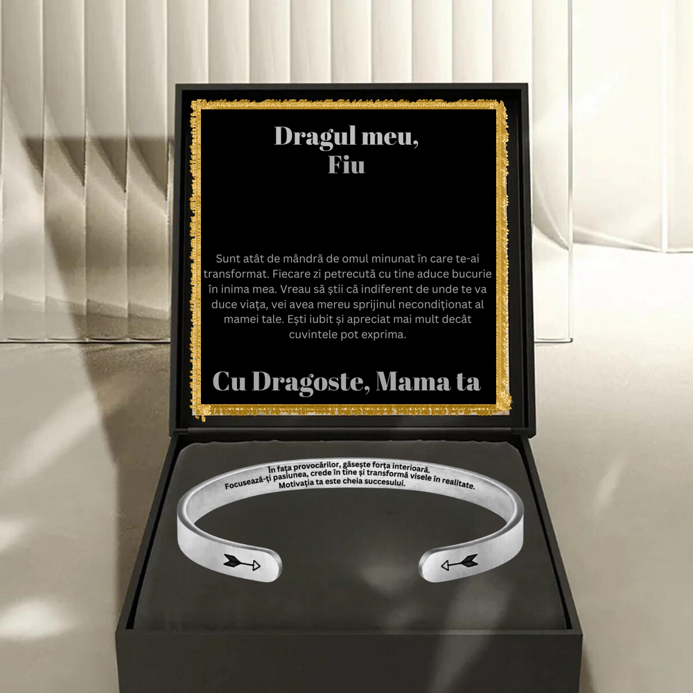 Cadou Fiu - Bratara din otel inoxidabil cu mesaj de Dragoste