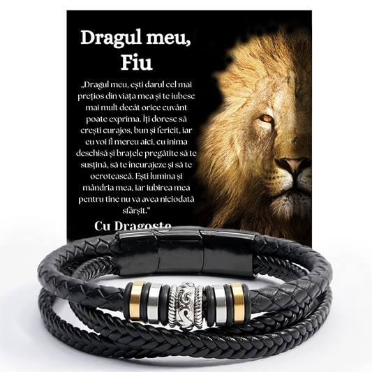 Cadou Fiu - bratara din piele cu mesaj de Dragoste