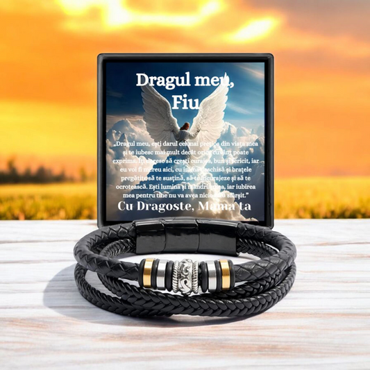 Cadou Fiu - bratara din piele cu mesaj de Dragoste