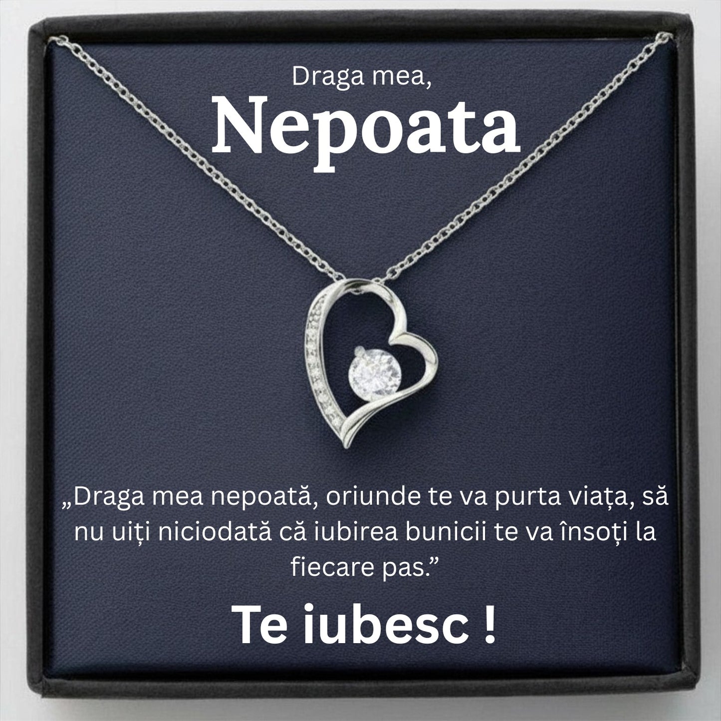 Cadou Nepoata– Colier cu Zirconiu și Mesaj de Dragoste
