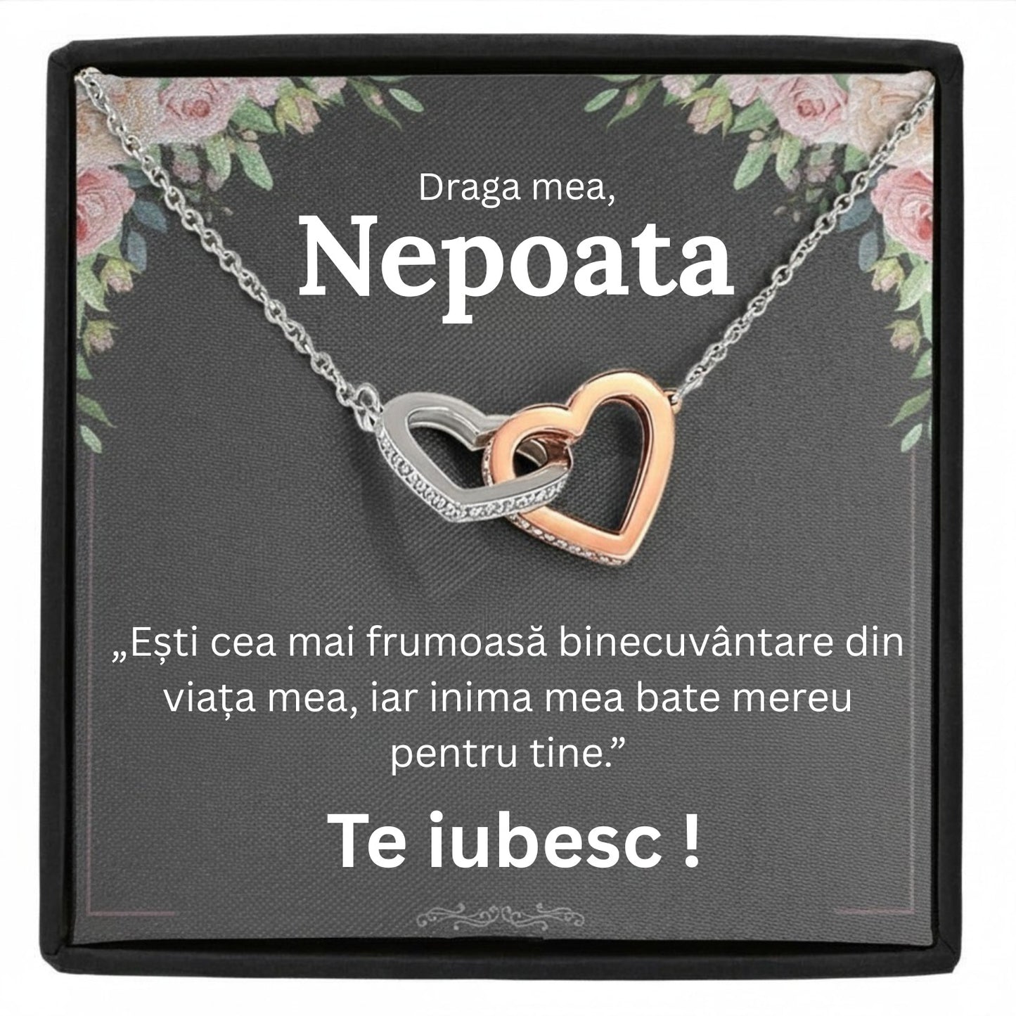 Cadou Nepoata– Colier cu Zirconiu și Mesaj de Dragoste