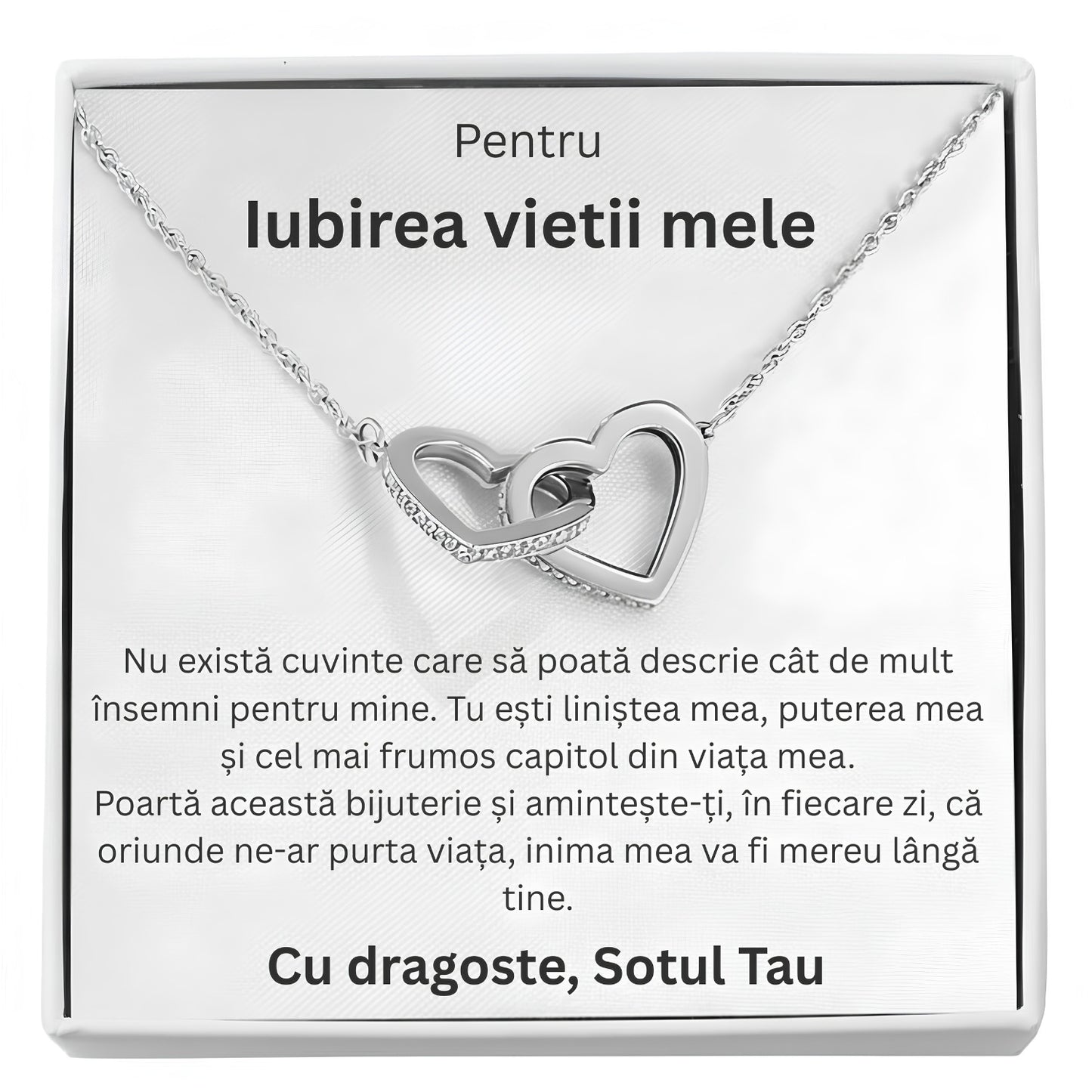 Cadou Sotie – Colier cu Zirconiu și Mesaj de Dragoste