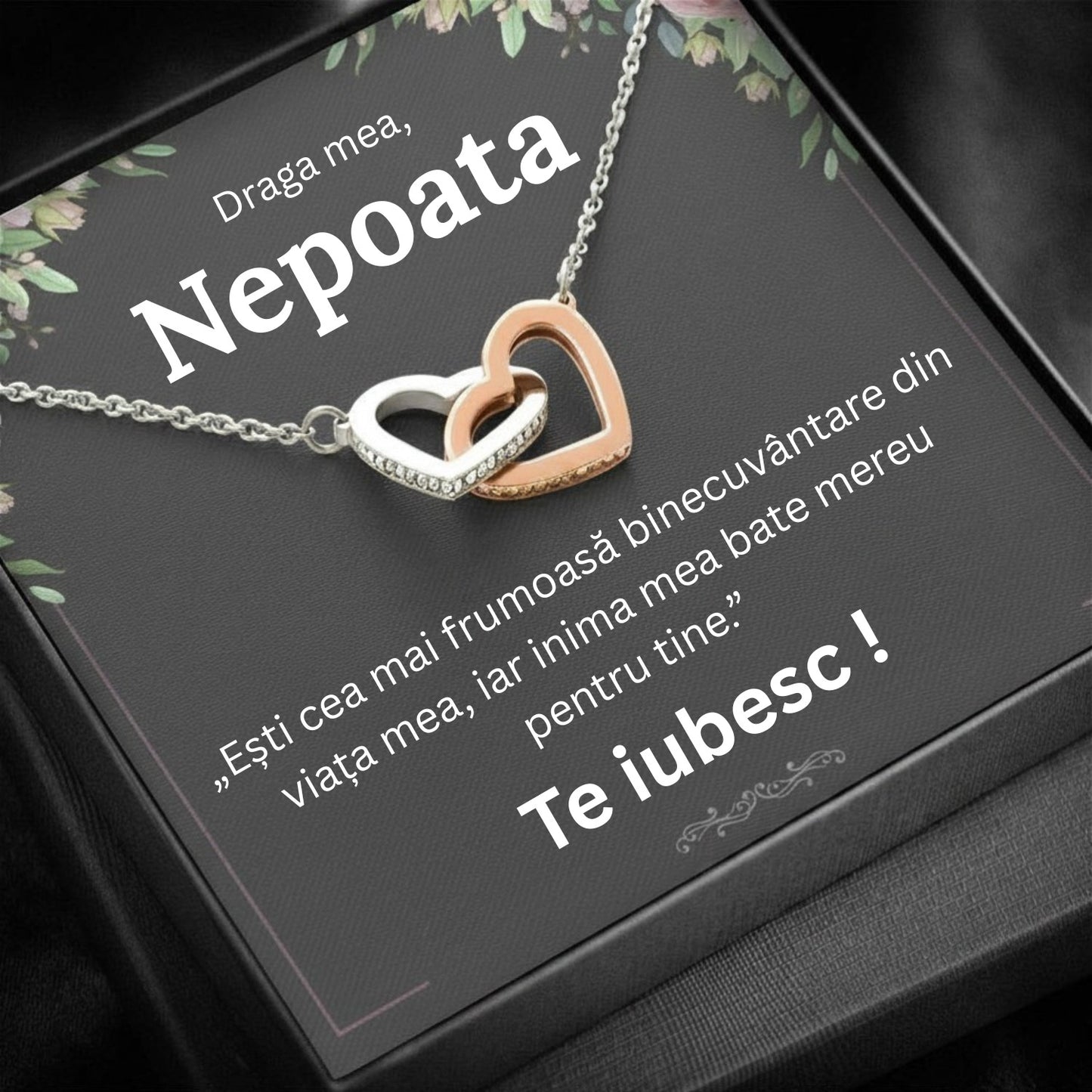 Cadou Nepoata– Colier cu Zirconiu și Mesaj de Dragoste