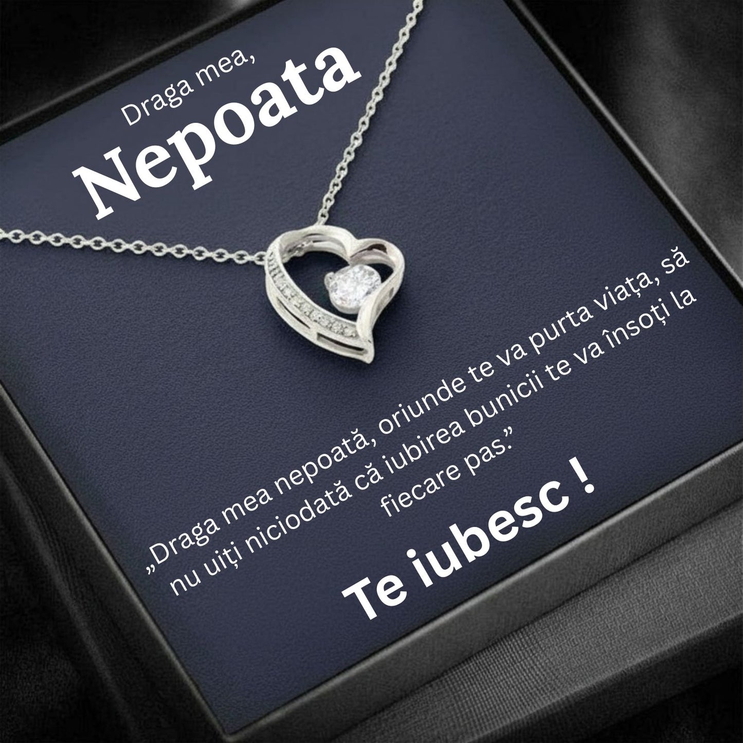 Cadou Nepoata– Colier cu Zirconiu și Mesaj de Dragoste