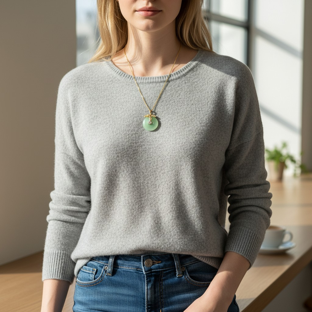 Set Cadou - Colier cu piatra Jad si cutie in forma de carte de la Copil pentru Mama