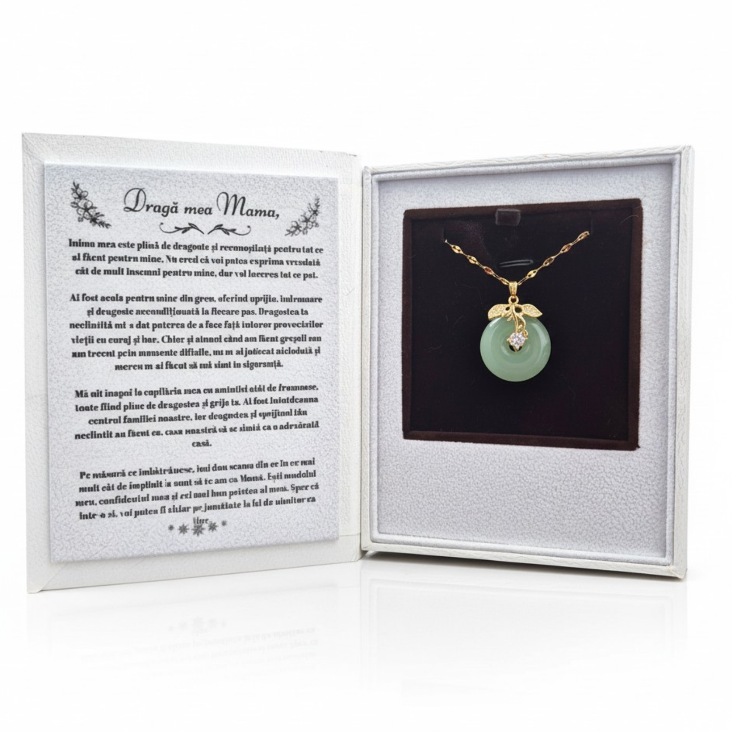 Set Cadou - Colier cu piatra Jad si cutie in forma de carte de la Copil pentru Mama