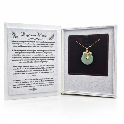 Set Cadou - Colier cu piatra Jad si cutie in forma de carte de la Copil pentru Mama