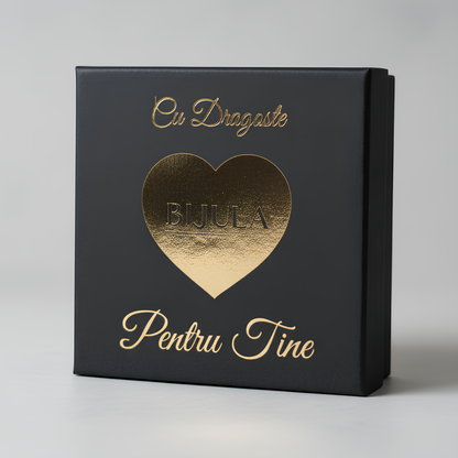 Set Cadou special  Colier din otel inoxidabil si pandantiv piatra Quart simbolul iubirii, cutiuta personalizata cu felicitare de iubire de la Iubit pentru Iubita Love