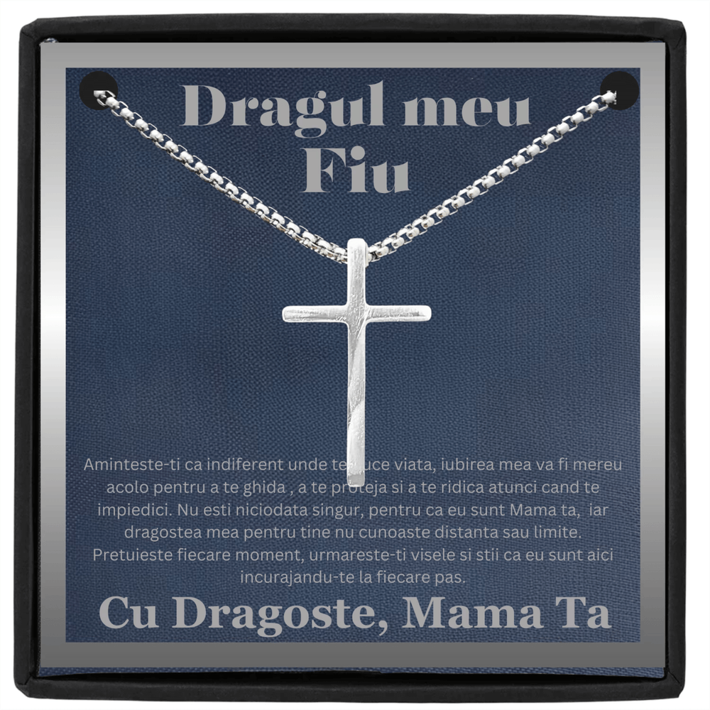 Cadou Fiu - Lantisor cu Cruce si mesaj de Dragoste