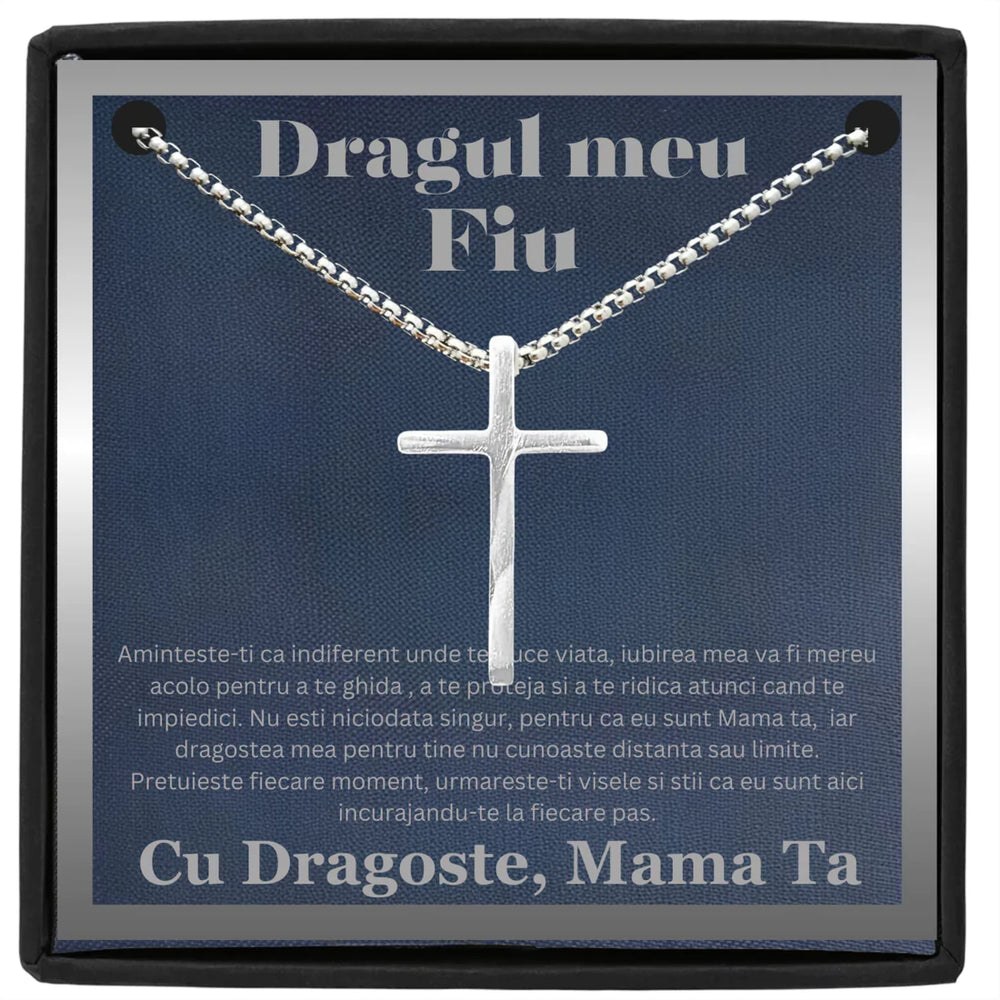Cadou Fiu - Lantisor cu Cruce si mesaj de Dragoste