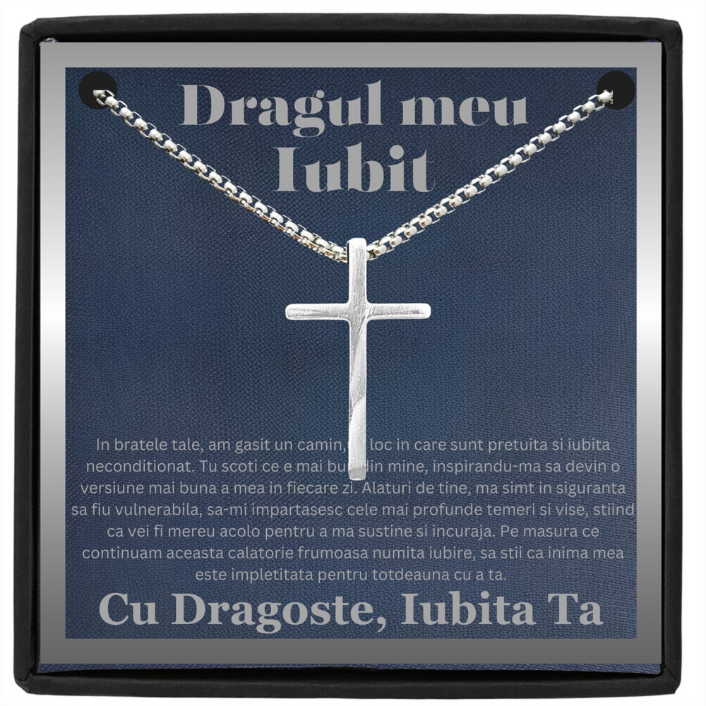 Cadou Iubit - Lantisor cu Cruce si mesaj de Dragoste