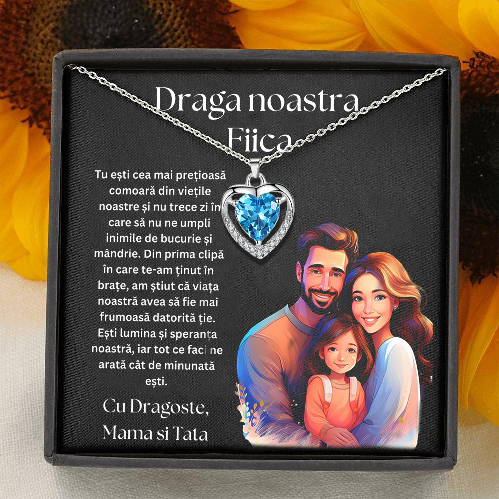 Cadou Fiica – Colier Argint 925 cu Zirconiu și Mesaj de Dragoste