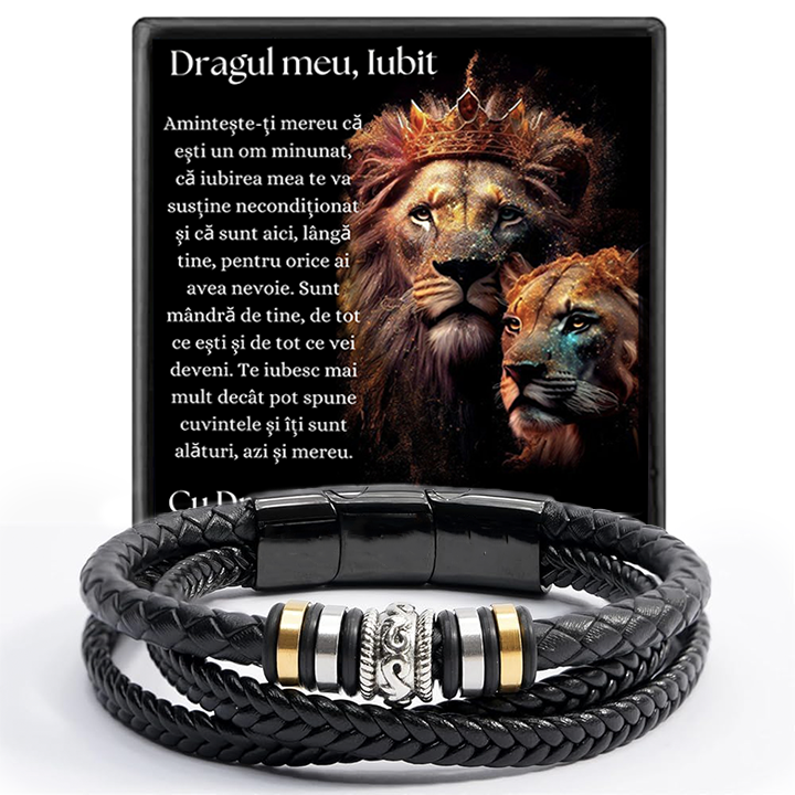 Cadou Iubit - bratara din piele cu mesaj de Dragoste