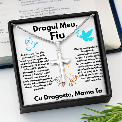 Cadou Fiu - Lantisor cu Cruce si mesaj de Dragoste Faith