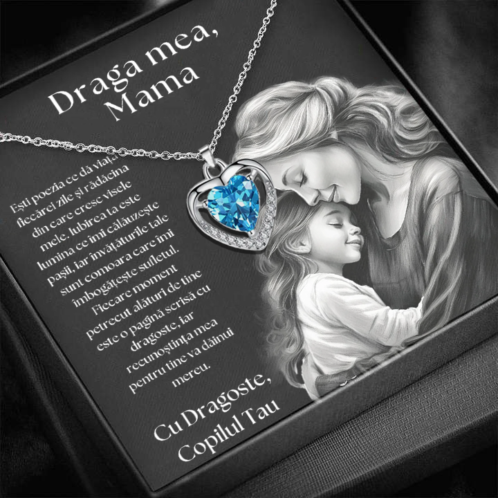 Cadou Mama – Colier Argint 925 cu Zirconiu și Mesaj de Dragoste