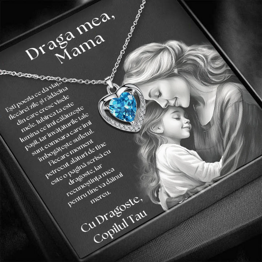 Cadou Mama – Colier Argint 925 cu Zirconiu și Mesaj de Dragoste