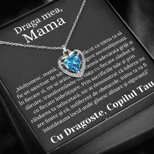 Cadou Mama – Colier Argint 925 cu Zirconiu și Mesaj de Dragoste