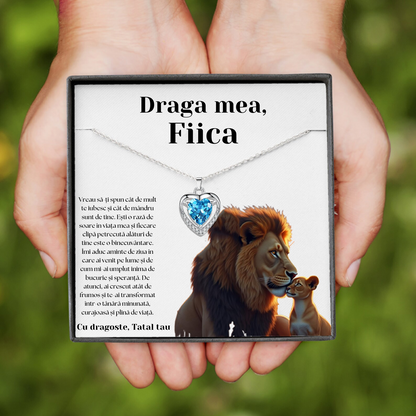 Cadou Fiica – Colier Argint 925 cu Zirconiu și Mesaj de Dragoste