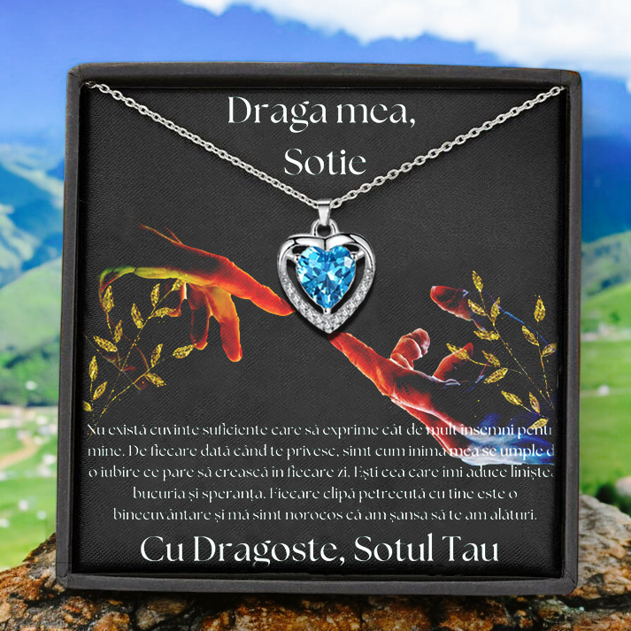 Cadou Sotie – Colier Argint 925 cu Zirconiu și Mesaj de Dragoste
