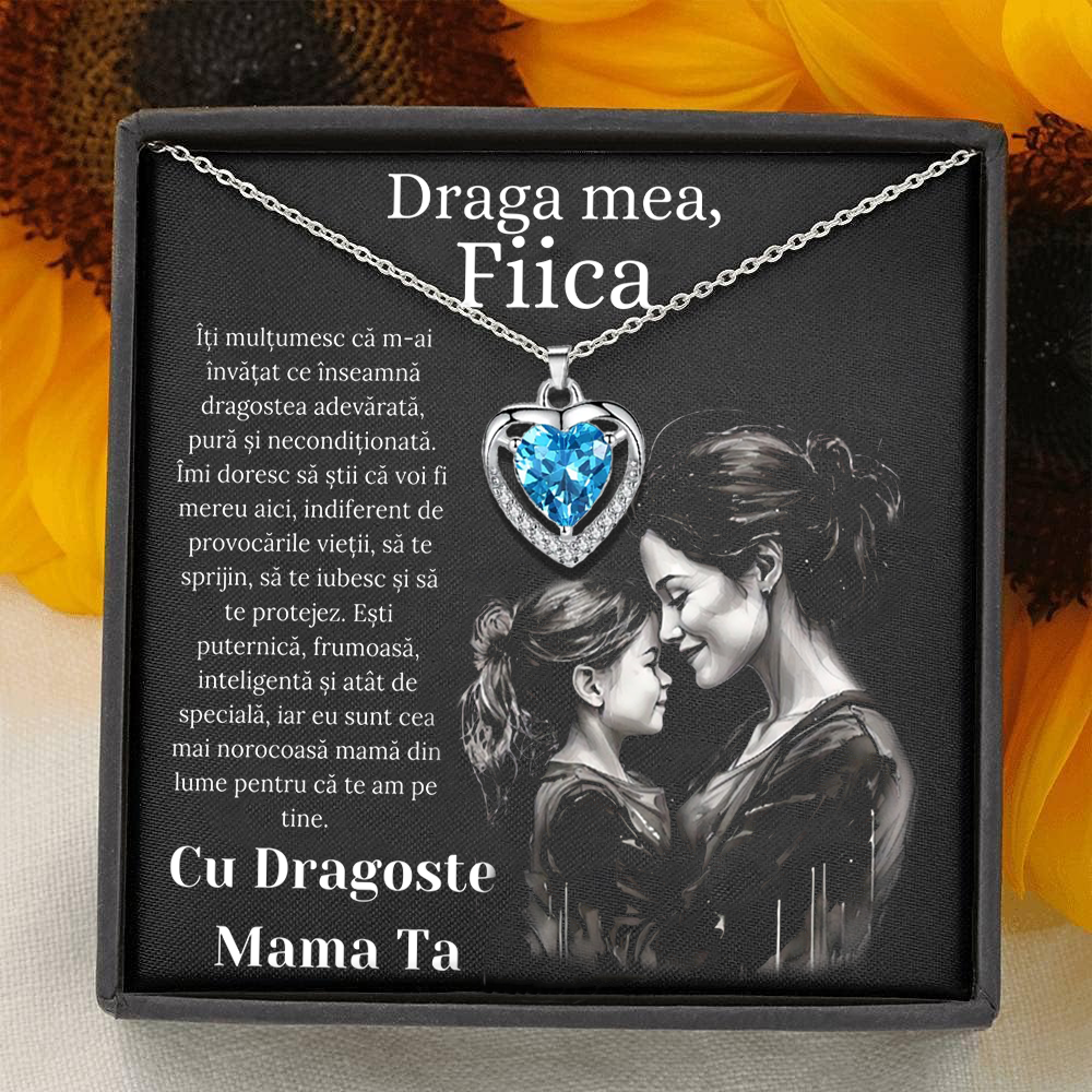Cadou Fiica – Colier Argint 925 cu Zirconiu și Mesaj de Dragoste