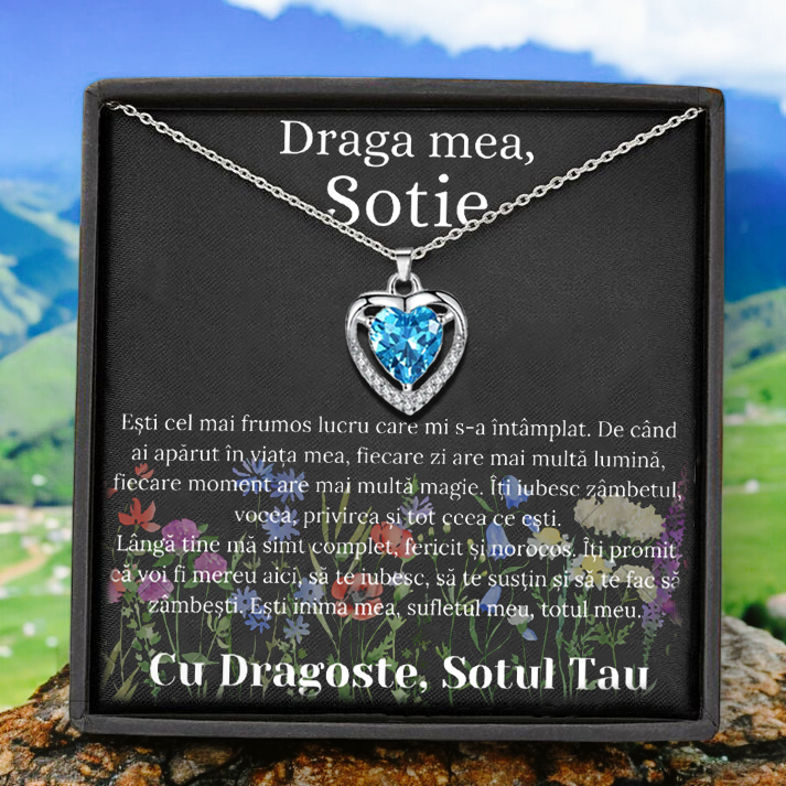 Cadou Sotie – Colier Argint 925 cu Zirconiu și Mesaj de Dragoste