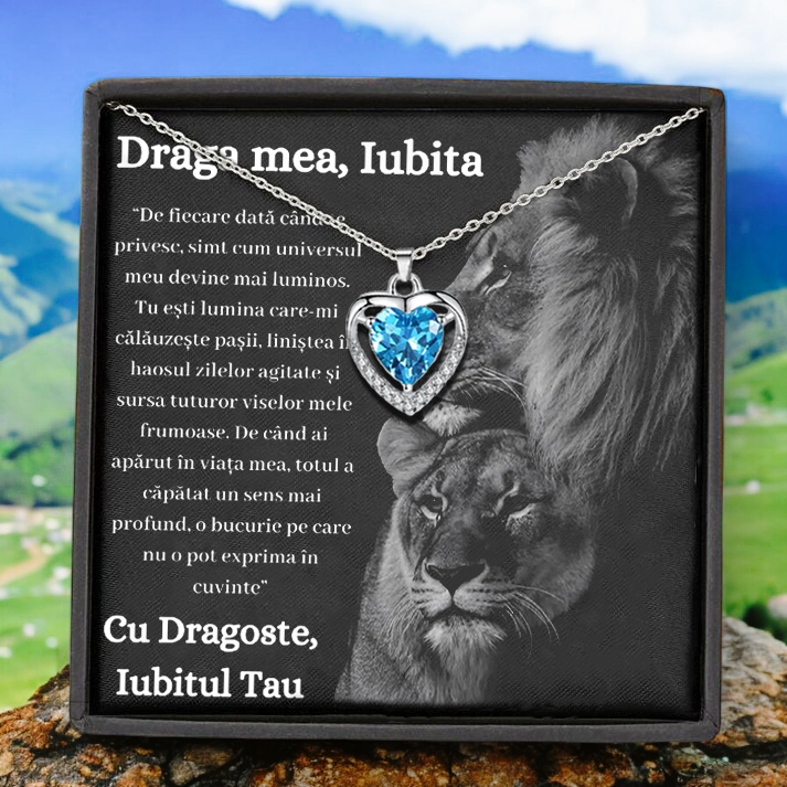 Cadou Iubita – Colier Argint 925 cu Zirconiu și Mesaj de Dragoste