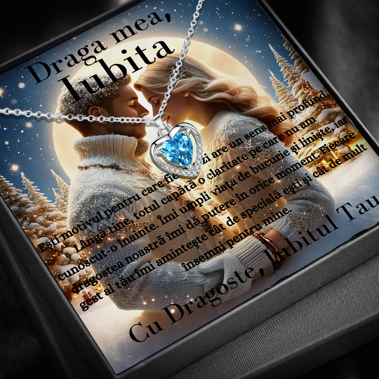 Cadou Iubita – Colier Argint 925 cu Zirconiu și Mesaj de Dragoste