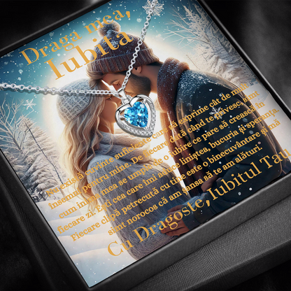 Cadou Iubita – Colier Argint 925 cu Zirconiu și Mesaj de Dragoste