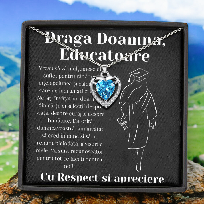 Cadou Invatatoare - Colier din argint si mesaj de apreciere