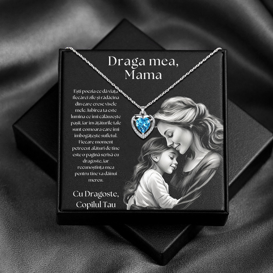 Cadou Mama – Colier Argint 925 cu Zirconiu și Mesaj de Dragoste