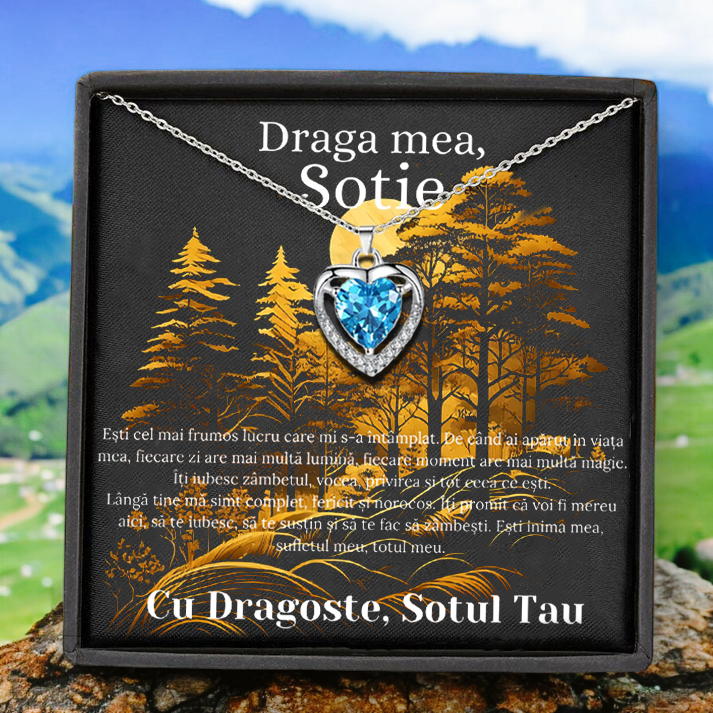 Cadou Sotie – Colier Argint 925 cu Zirconiu și Mesaj de Dragoste