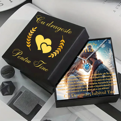 Cadou Iubita – Colier Argint 925 cu Zirconiu și Mesaj de Dragoste