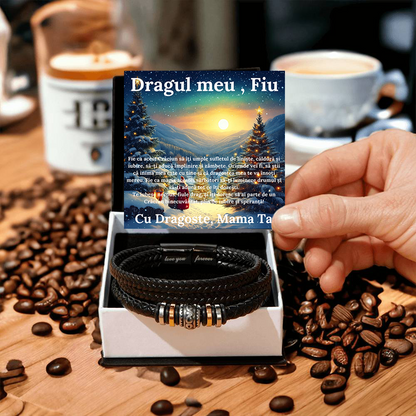 Cadou Sot - bratara din piele cu mesaj de Dragoste