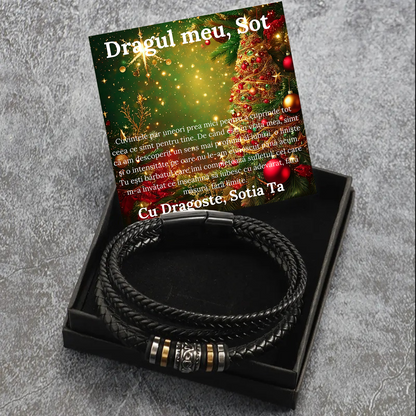 Cadou Sot - bratara din piele cu mesaj de Dragoste
