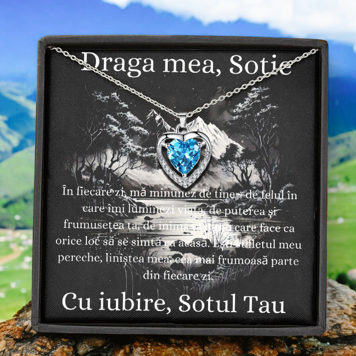 Cadou Sotie – Colier Argint 925 cu Zirconiu și Mesaj de Dragoste