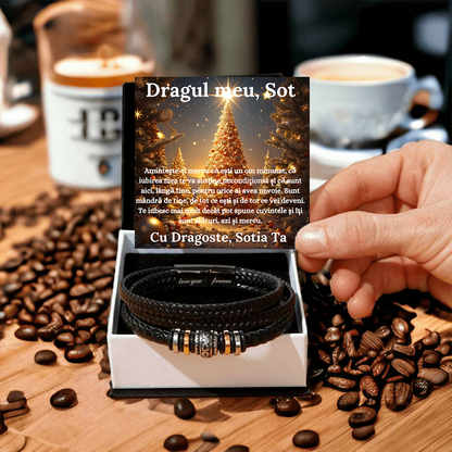 Cadou Sot - bratara din piele cu mesaj de Dragoste