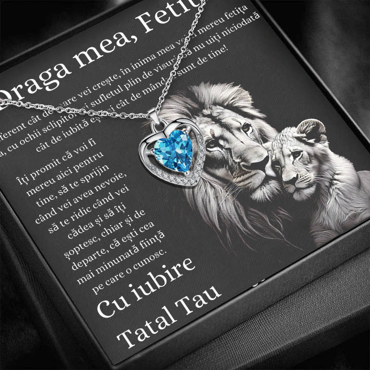 Cadou Fiica – Colier Argint 925 cu Zirconiu și Mesaj de Dragoste