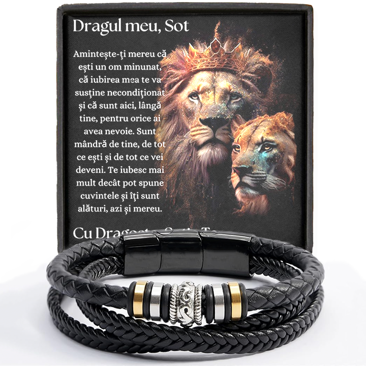 Cadou Sot - bratara din piele cu mesaj de Dragoste
