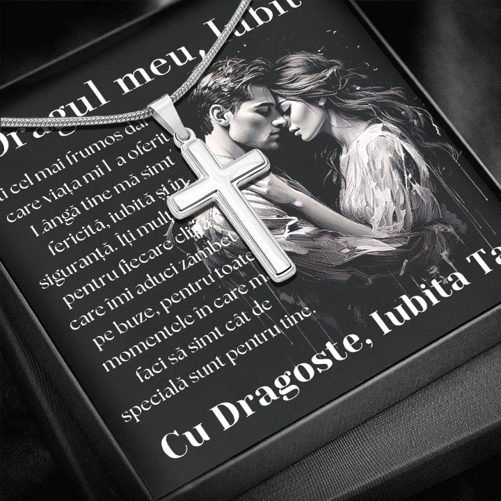 Cadou Iubit - Lantisor cu Cruce si mesaj de Dragoste