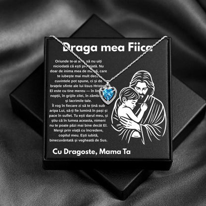 Cadou Fiica – Colier Argint 925 cu Zirconiu și Mesaj de Dragoste Faith