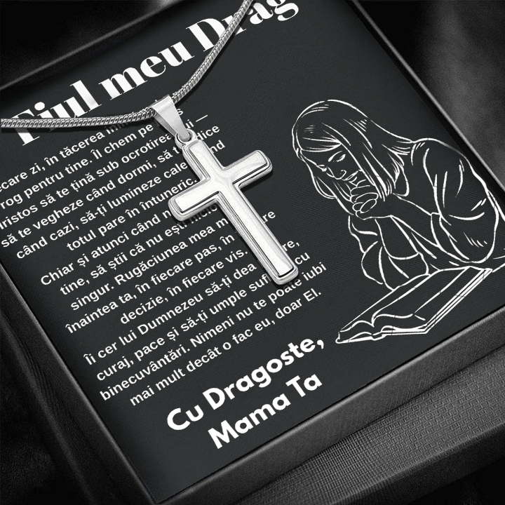 Cadou Fiu - Lantisor cu Cruce si mesaj de Dragoste Faith