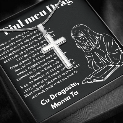 Cadou Fiu - Lantisor cu Cruce si mesaj de Dragoste Faith