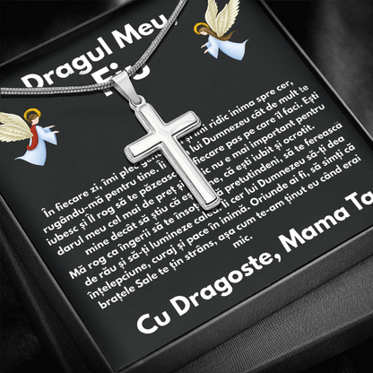 Cadou Fiu - Lantisor cu Cruce si mesaj de Dragoste Faith