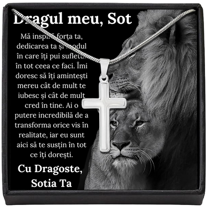 Cadou Sot - Lantisor cu Cruce si mesaj de Dragoste