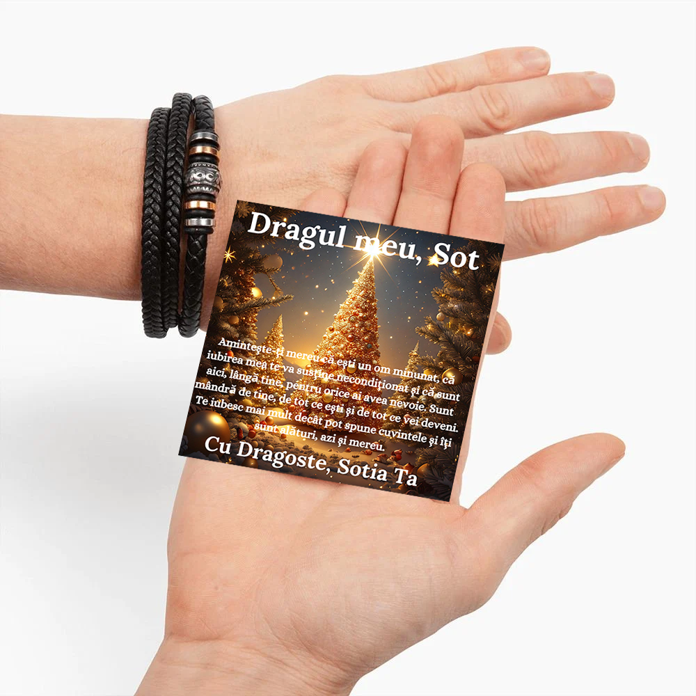 Cadou Sot - bratara din piele cu mesaj de Dragoste